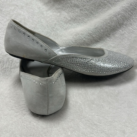 Super Cute NICOLE Rhinestone Silver Ballet Flats - Size 8 M - Picture 5 of 8